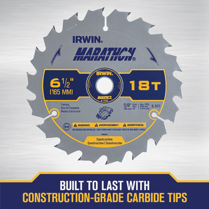 Irwin Marathon 6-1/2 In. 18-Tooth Framing/Ripping Circular Saw Blade