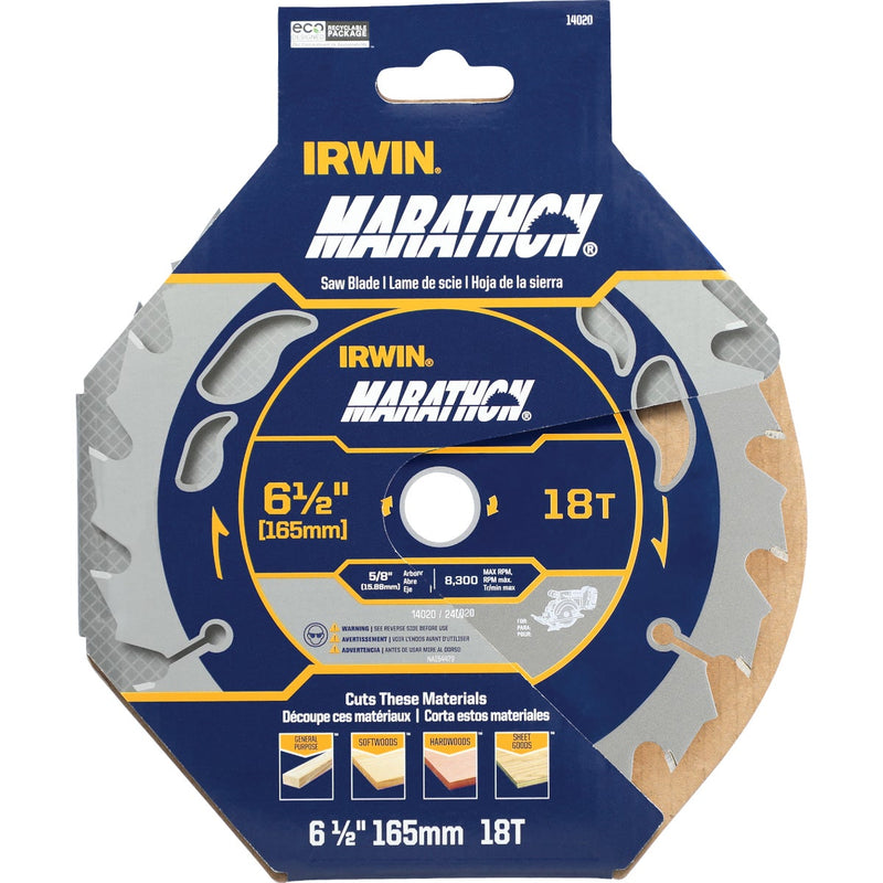 Irwin Marathon 6-1/2 In. 18-Tooth Framing/Ripping Circular Saw Blade