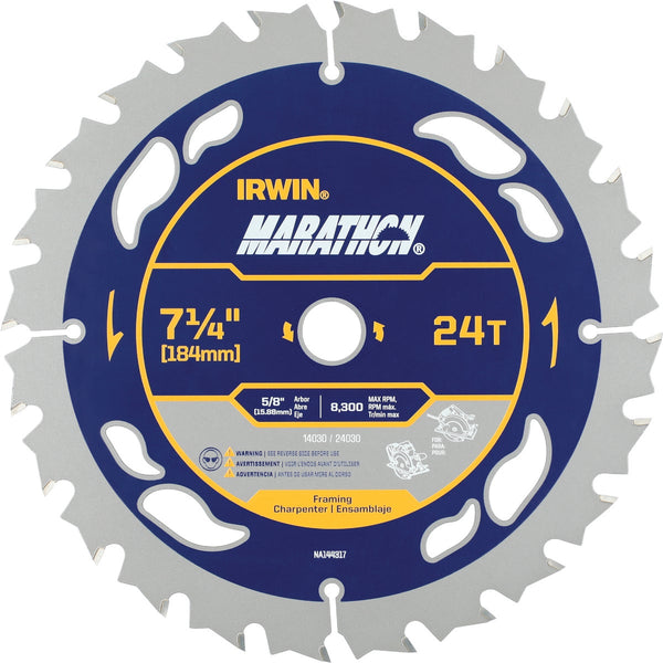 Irwin Marathon 7-1/4 In. 24-Tooth Framing/Ripping Circular Saw Blade