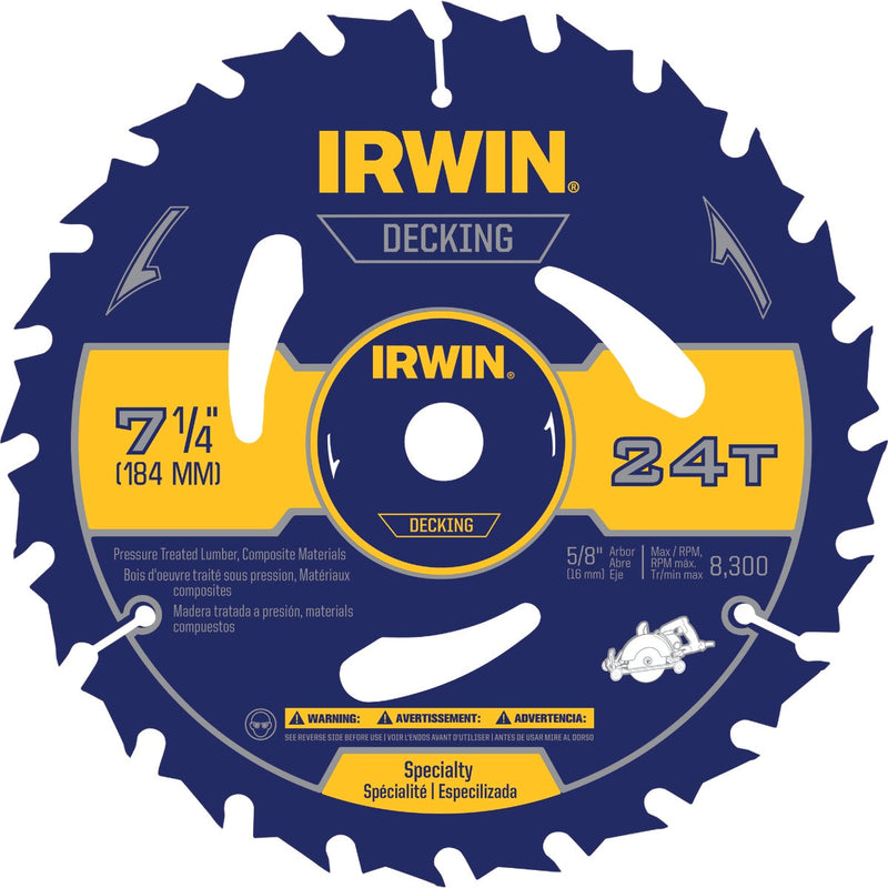 Irwin Marathon 7-1/4 In. 24-Tooth Composite Decking Circular Saw Blade