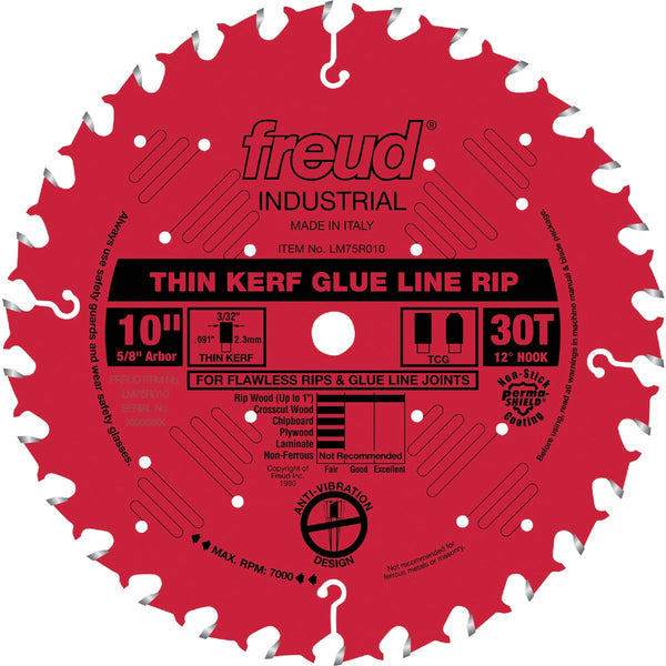 Freud Industrial 10 In. 30-Tooth Glue Line Rip Circular Saw Blade