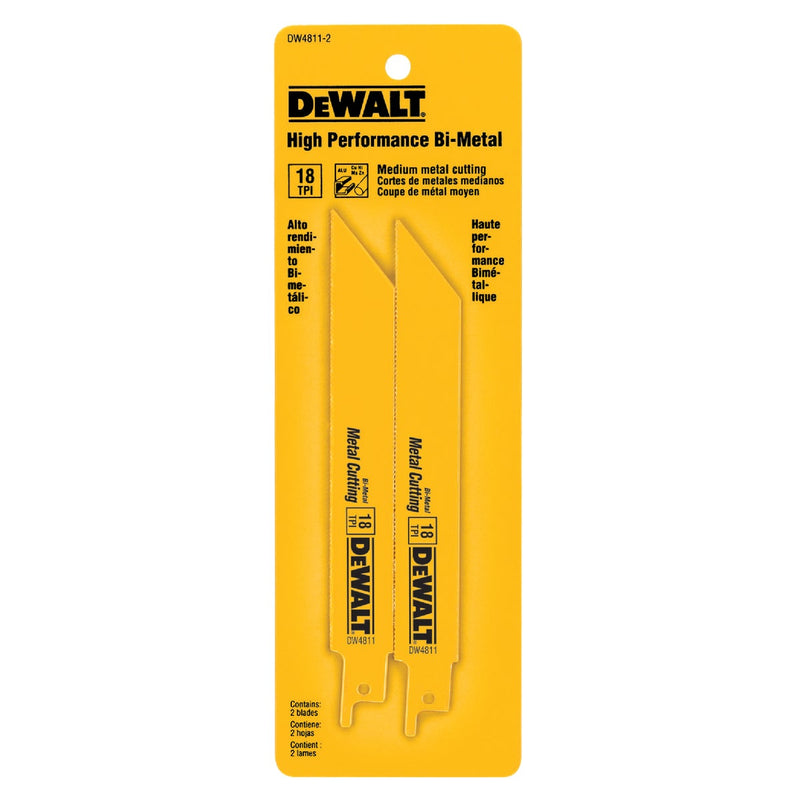 DeWalt 6 In. 18 TPI Medium Metal Reciprocating Saw Blade (2-Pack)