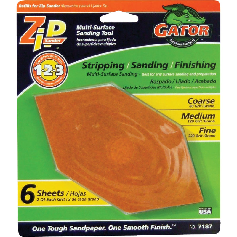 Gator Assorted Zip Hand Sander Refill (6 Count)