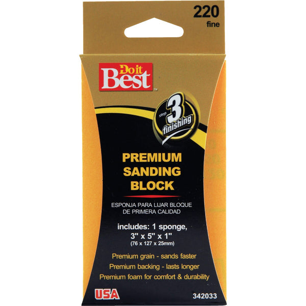 Do it Best Premium 3 In. x 5 In. x 1 In. 220 Grit Fine Sanding Sponge