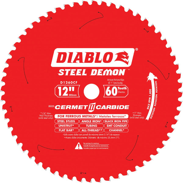 Diablo Steel Demon 12 In. 60-Tooth Cermet II Carbide Ferrous Metals Circular Saw Blade