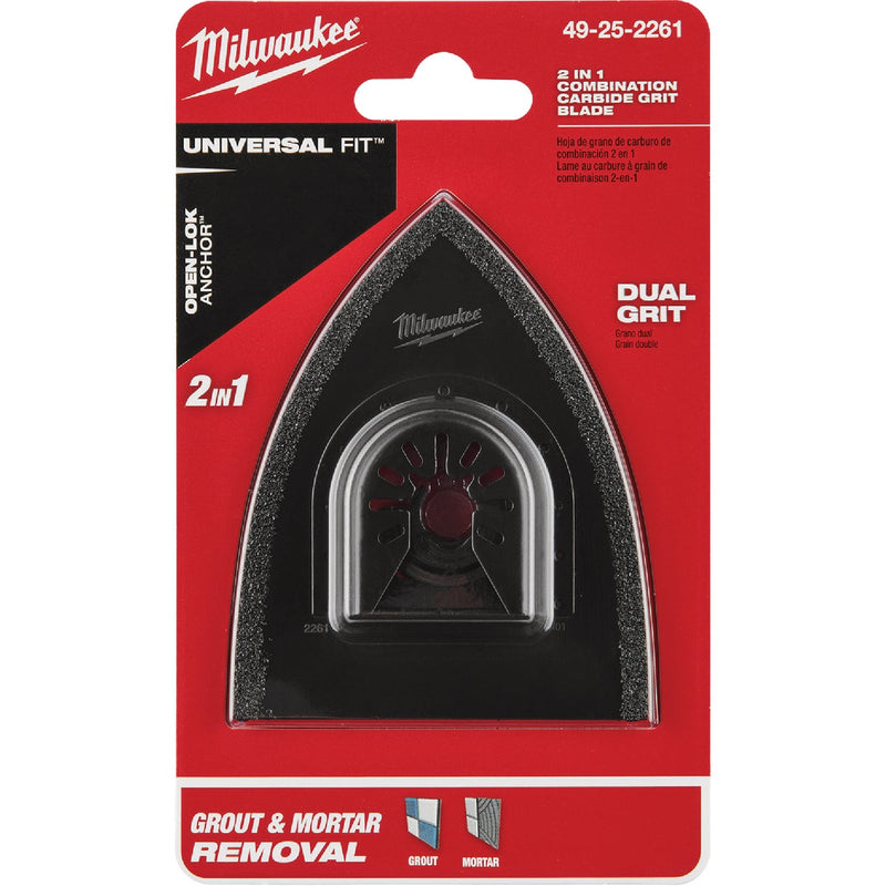 Milwaukee OPEN-LOK 3 In. 2-In-1 Bi-Metal Hybrid Carbide Grit Oscillating Blade