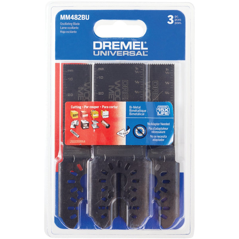 Dremel Universal 1-1/4 In. Bi-Metal Wood/Metal Flush Cut Oscillating Blade (3-Pack)
