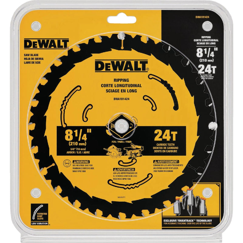 DEWALT 8-1/4 In. 24-Tooth Framing /Ripping Blister Circular Saw Blade