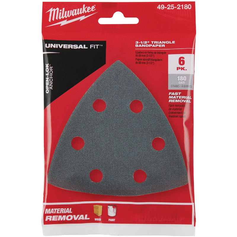 Milwaukee OPEN-LOK 3-1/2 In. 180 Grit Triangle Sandpaper (6-Pack)