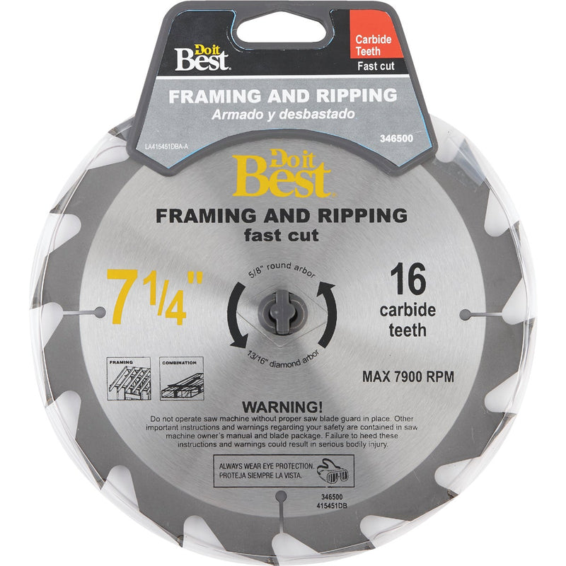 Do it Best 7-1/4 In. 16-Tooth Framing & Ripping Circular Saw Blade