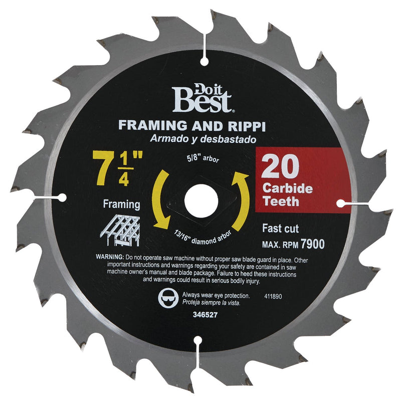 Do it Best 7-1/4 In. 20-Tooth Framing & Ripping Circular Saw Blade