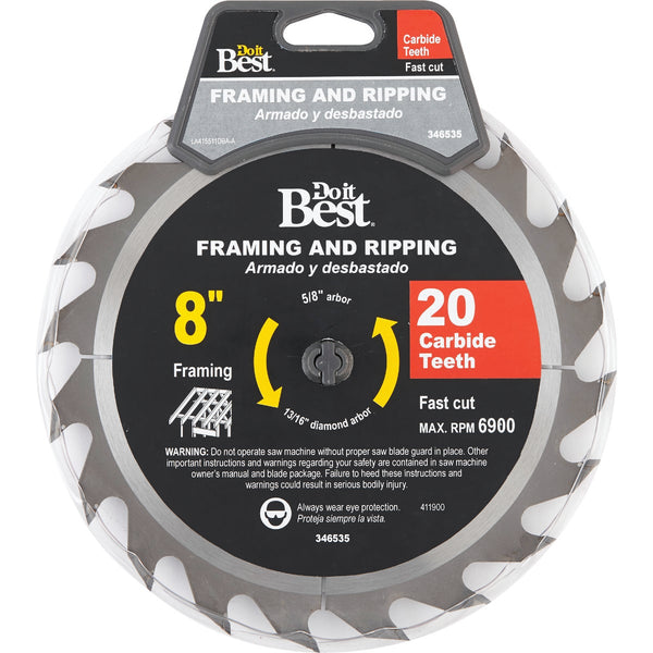 Do it Best 8 In. 20-Tooth Framing & Ripping Circular Saw Blade