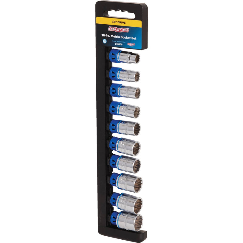 Channellock Metric 3/8 In. Drive 12-Point Shallow Socket Set (10-Piece)