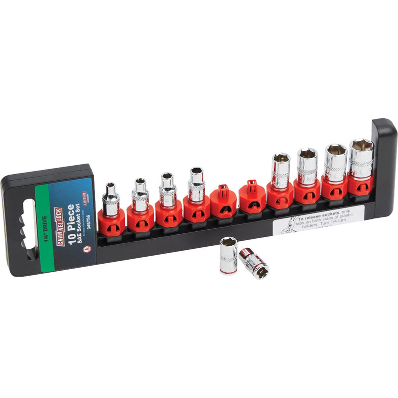 Channellock Standard 1/4 In. Drive 6-Point Shallow Socket Set (10-Piece)