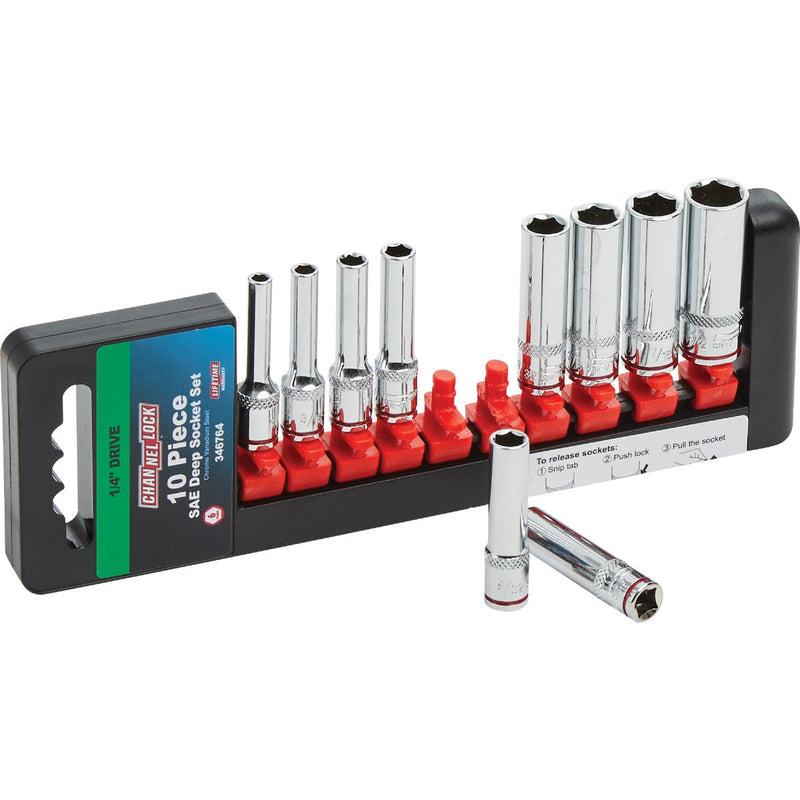 Channellock Standard 1/4 In. Drive 6-Point Deep Socket Set (10-Piece)