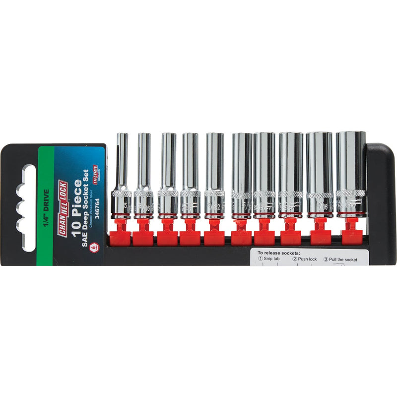 Channellock Standard 1/4 In. Drive 6-Point Deep Socket Set (10-Piece)