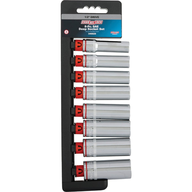 Channellock Standard 1/2 In. Drive 6-Point Deep Socket Set (8-Piece)