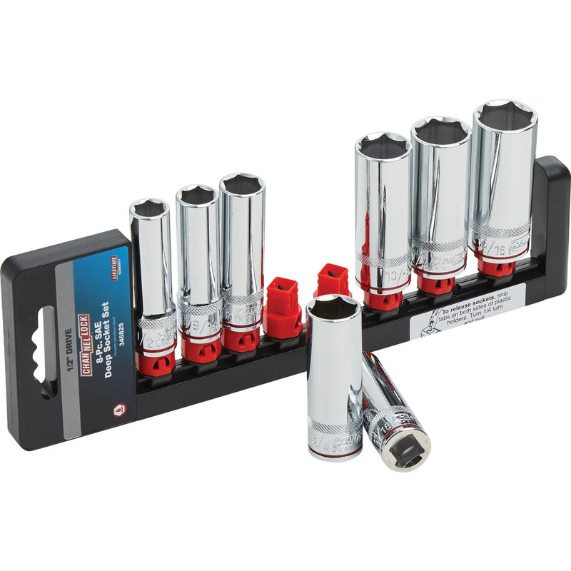 Channellock Standard 1/2 In. Drive 6-Point Deep Socket Set (8-Piece)