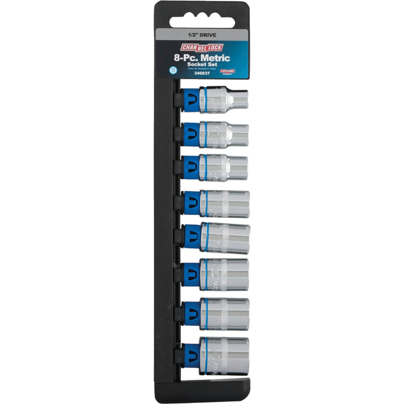 Channellock Metric 1/2 In. Drive 12-Point Shallow Socket Set (8-Piece)