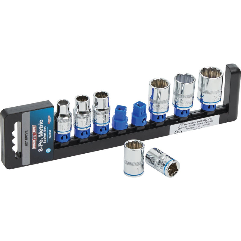 Channellock Metric 1/2 In. Drive 12-Point Shallow Socket Set (8-Piece)