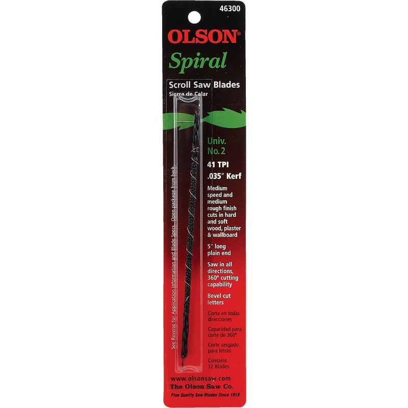 Olson 41TPI Spiral Plain End Scroll Saw Blade (12 Count)