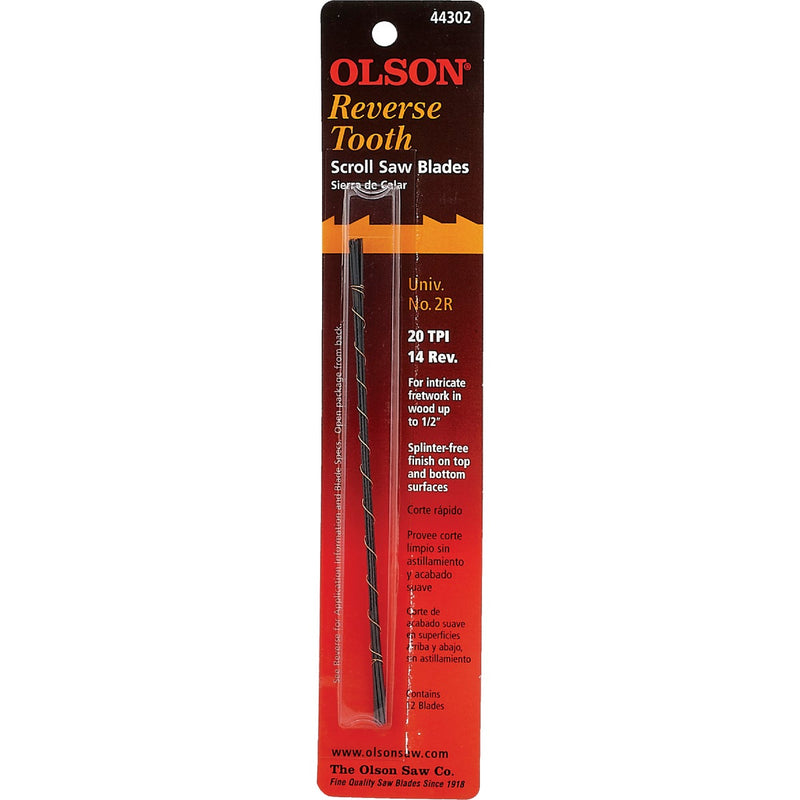 Olson 20TPI Reverse Tooth Plain End Scroll Saw Blade (12 Count)