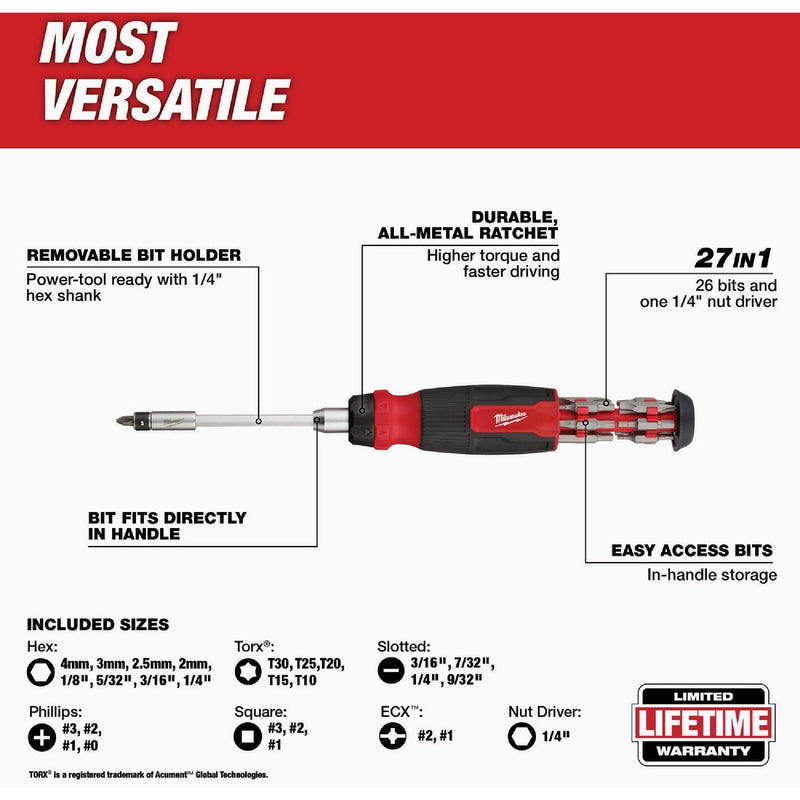 Milwaukee 27-in-1 Multi-Bit Ratcheting Screwdriver