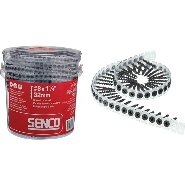 Senco DuraSpin #6 x 1-1/4 In. Phillips Bugle Head Collated Drywall Screw, Phospate Finish (1000 Ct.)