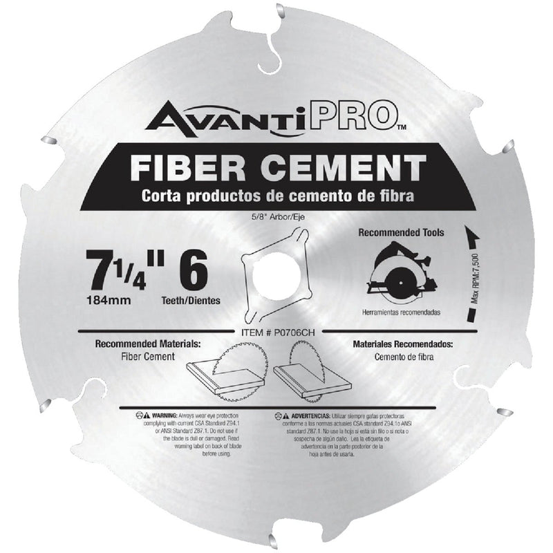 AvantiPRO 7-1/4 In. 6-Tooth Fiber Cement Circular Saw Blade
