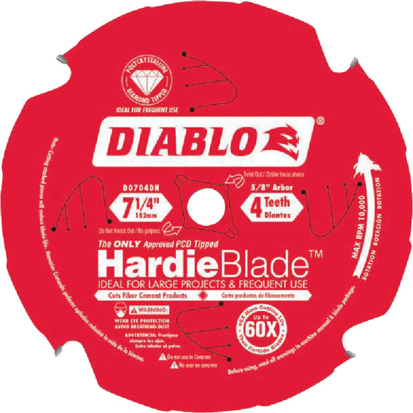 Diablo HardieBlade 7-1/4 In. 4-Tooth PCD (Polycrystalline Diamond) Fiber Cement Circular Saw Blade