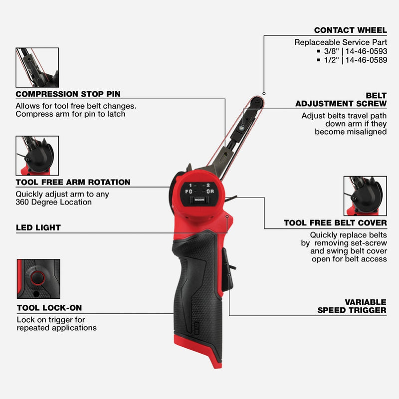 Milwaukee M12 FUEL Brushless 3/8 In. x 13 In. Cordless Bandfile (Tool Only)