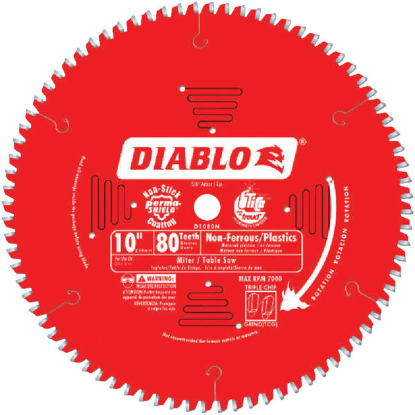 Diablo 10 In. 80-Tooth Non-Ferrous/Plastics Circular Saw Blade
