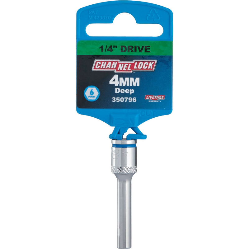 Channellock 1/4 In. Drive 4 mm 6-Point Deep Metric Socket