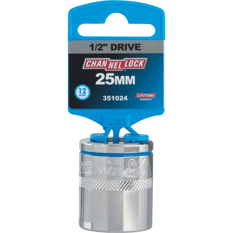 Channellock 1/2 In. Drive 25 mm 12-Point Shallow Metric Socket