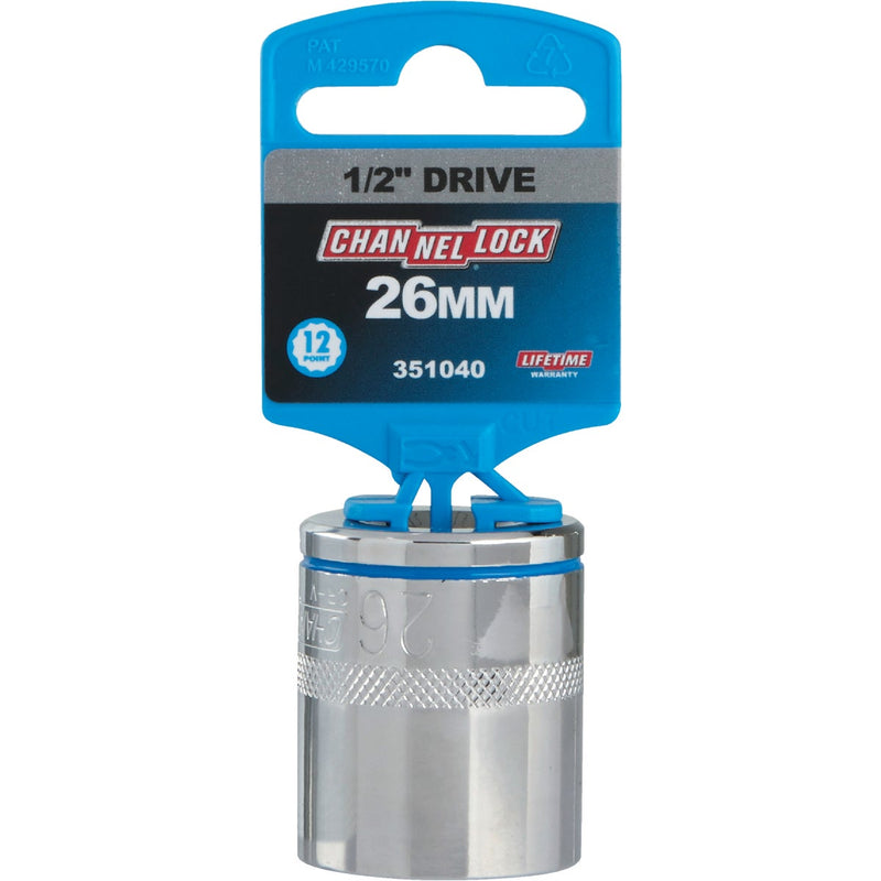 Channellock 1/2 In. Drive 26 mm 12-Point Shallow Metric Socket