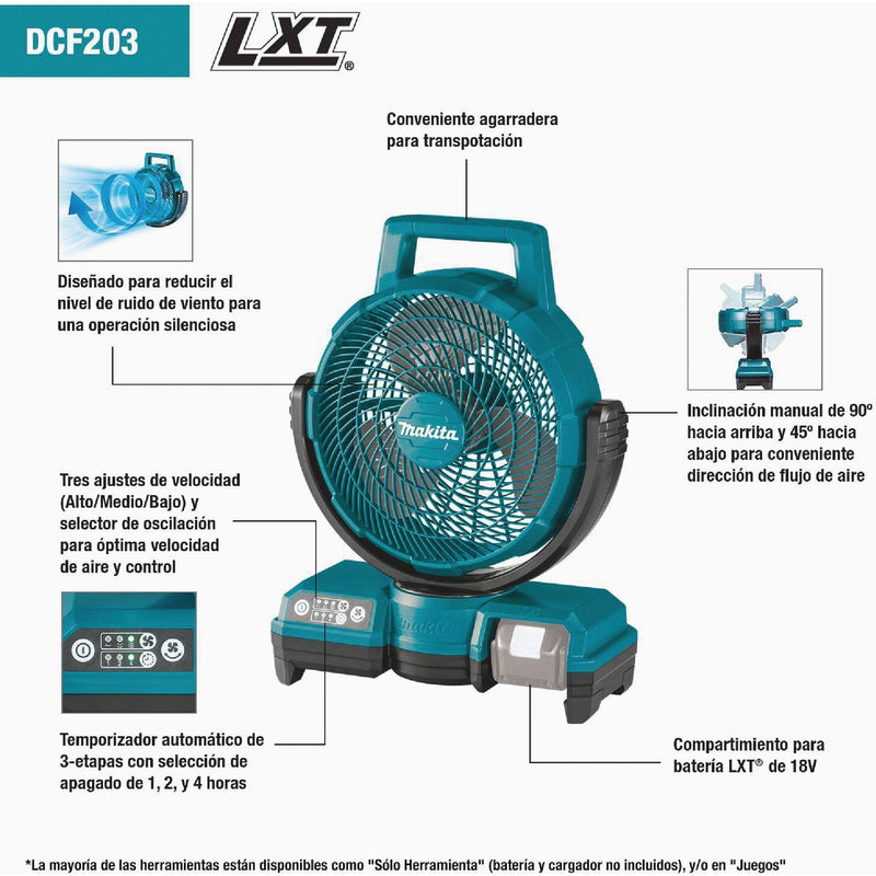 Makita 18 Volt LXT Lithium-Ion 9-1/4 In. Cordless Jobsite Fan (Tool Only)