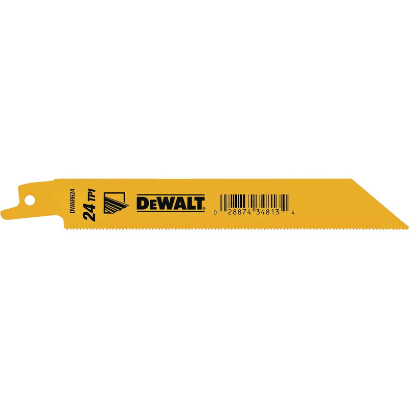DEWALT 6 In. 24 TPI Bi-Metal Straight Reciprocating Saw Blade (2-Pack)