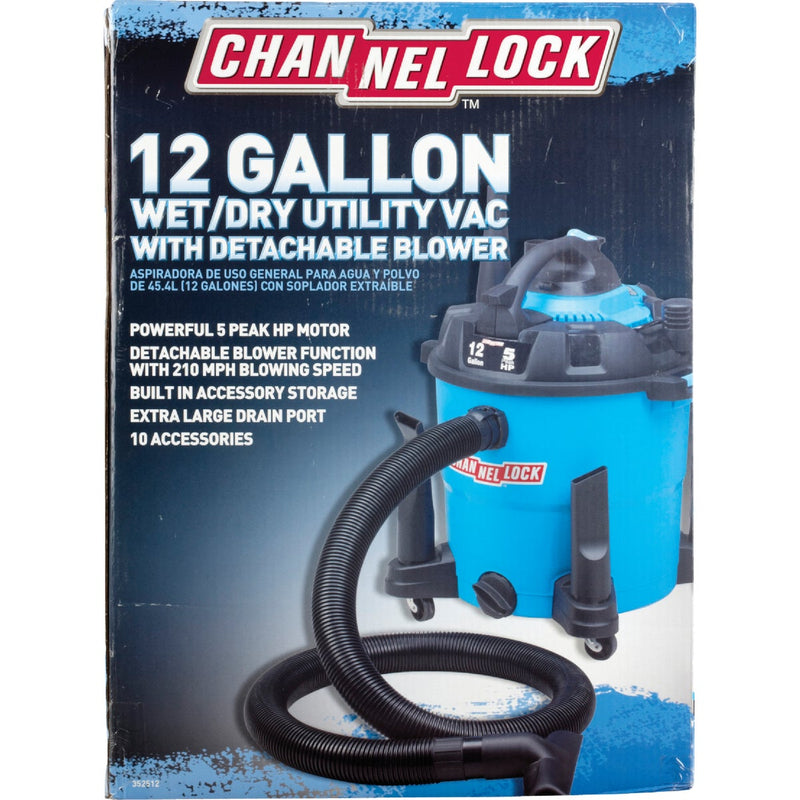 Channellock 12 Gal. 5.0-Peak HP Wet/Dry Vacuum with Blower