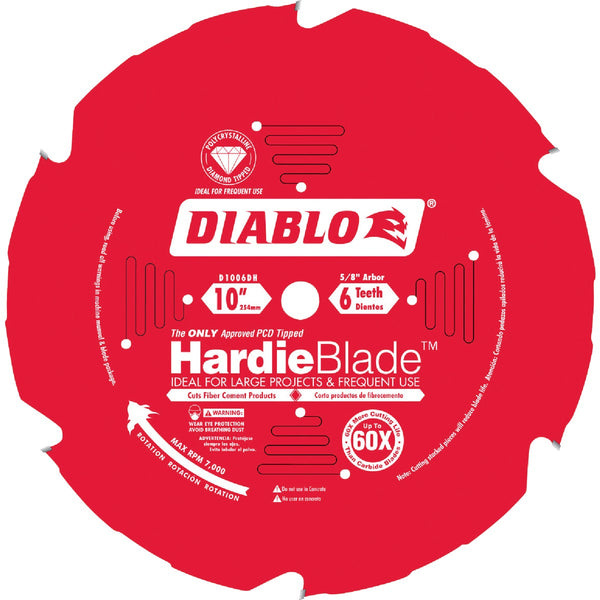 Diablo HardieBlade 10 In. 6-Tooth PCD (Polycrystalline Diamond) Fiber Cement Circular Saw Blade
