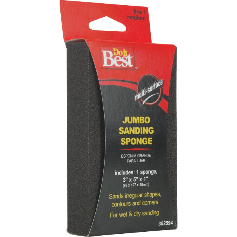 Do it Best Jumbo All-Purpose 3 In. x 5 In. x 1 In. 80/120 Grit Fine/Medium Sanding Sponge