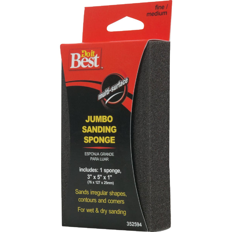 Do it Best Jumbo All-Purpose 3 In. x 5 In. x 1 In. 80/120 Grit Fine/Medium Sanding Sponge