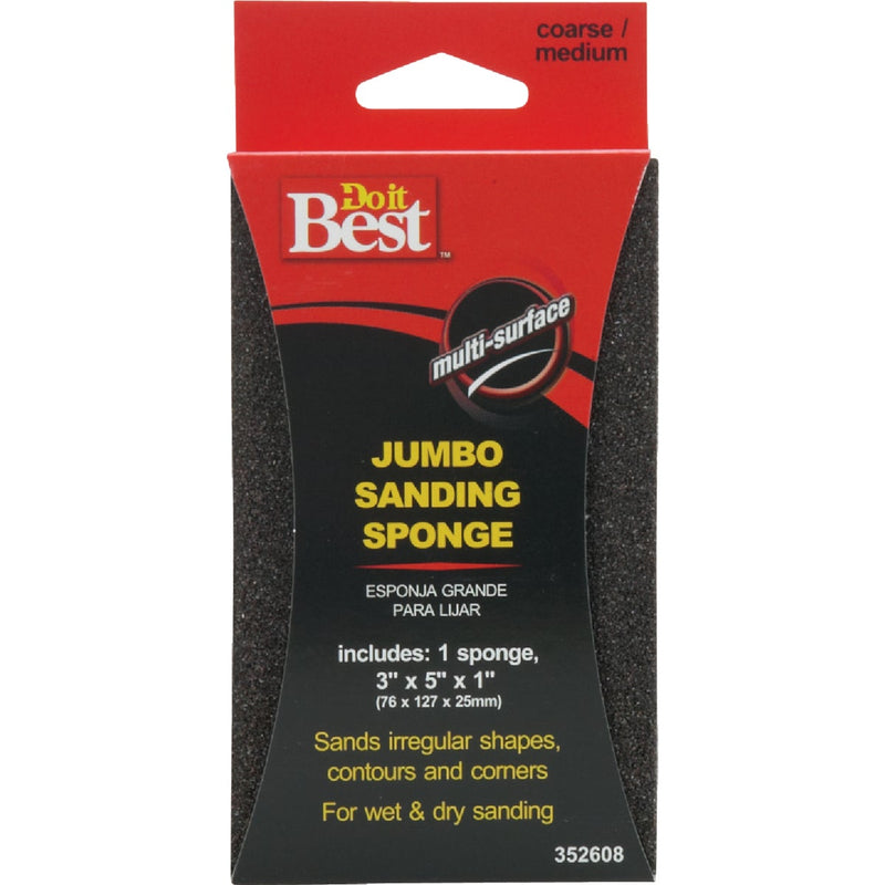 Do it Best Jumbo All-Purpose 3 In. x 5 In. x 1 In. 36/80 Grit Medium/Coarse Sanding Sponge