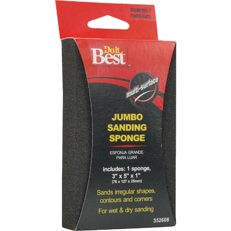 Do it Best Jumbo All-Purpose 3 In. x 5 In. x 1 In. 36/80 Grit Medium/Coarse Sanding Sponge