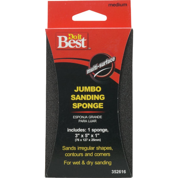 Do it Best Jumbo All-Purpose 3 In. x 5 In. x 1 In. 80 Grit Medium Sanding Sponge