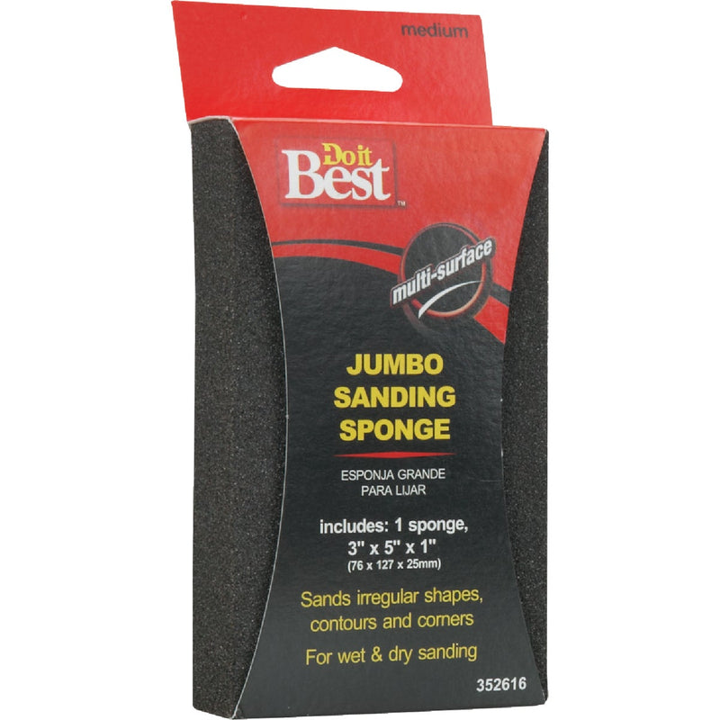 Do it Best Jumbo All-Purpose 3 In. x 5 In. x 1 In. 80 Grit Medium Sanding Sponge