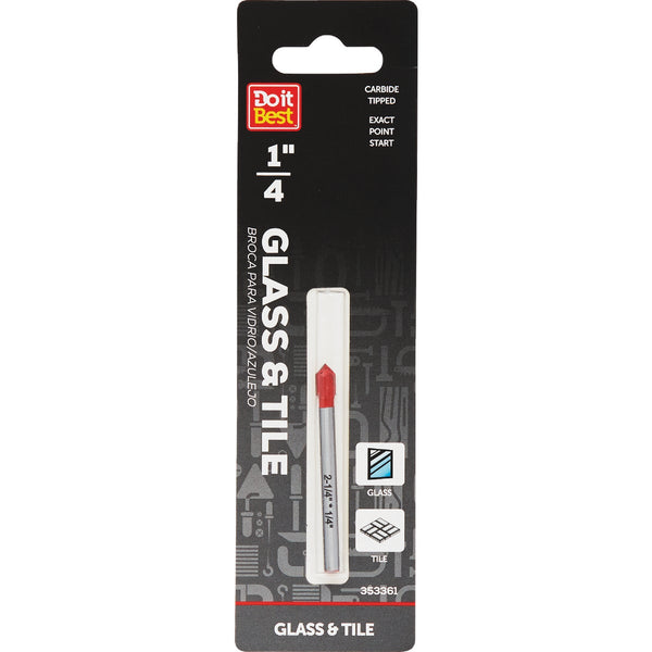 Do it Best 1/4 In. x 2-1/4 In. Carbide Glass & Tile Drill Bit