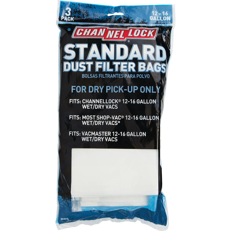 Channellock Paper Standard 12 to 16 Gal. Filter Vacuum Bag (3-Pack)