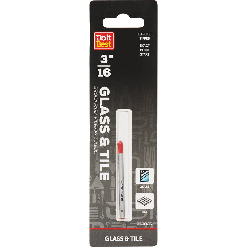 Do it Best 3/16 In. x 2-1/4 In. Carbide Glass & Tile Drill Bit