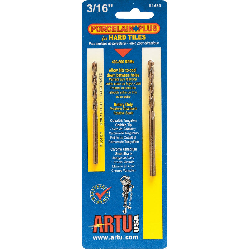 ARTU 3/16 In. x 3-1/2 In. Cobalt and Tungsten Carbide Glass & Tile Drill Bit