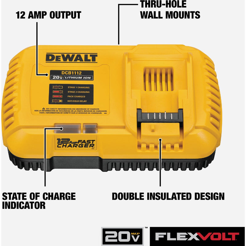 DEWALT 20V/60V MAX Lithium-Ion 12-Amp Fan Cooled Fast Battery Charger